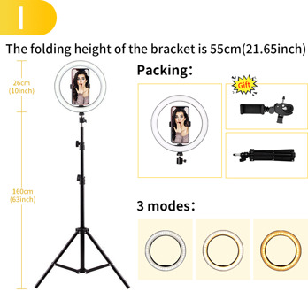 6/10 Inch Ring Licht Met 1.6M Statief Fotografie Youtuber Live Product Led Licht Fotografie Foto Ring Lamp 04