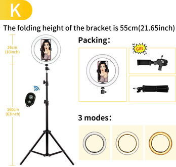 6/10 Inch Ring Licht Met 1.6M Statief Fotografie Youtuber Live Product Led Licht Fotografie Foto Ring Lamp 06
