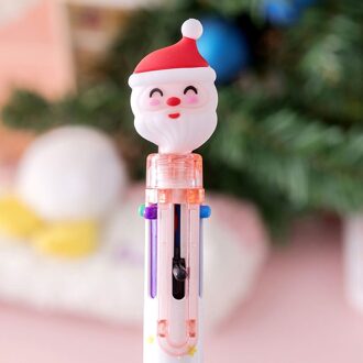 6/10 Kleur Leuke Cartoon Kerst Balpen Olie Pen Voor Student Multi Kleur 0.5Mm Voor Handschrift Lad kerstman 6 kleuren