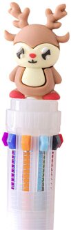 6/10 Kleur Leuke Cartoon Kerst Balpen Olie Pen Voor Student Multi Kleur 0.5Mm Voor Handschrift Lad reindeer 10 kleuren