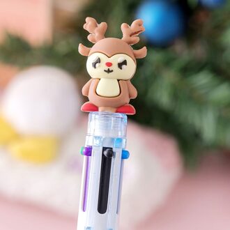 6/10 Kleur Leuke Cartoon Kerst Balpen Olie Pen Voor Student Multi Kleur 0.5Mm Voor Handschrift Lad reindeer 6kleuren