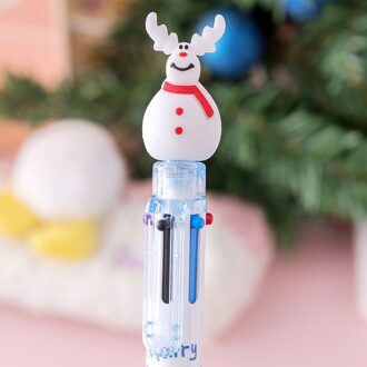 6/10 Kleur Leuke Cartoon Kerst Balpen Olie Pen Voor Student Multi Kleur 0.5Mm Voor Handschrift Lad sneeuwman 6 kleuren