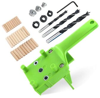 6-10Mm Houtbewerking Deuvel Jig Boor Gids Positionering Gereedschap Met Metalen Paspennen Boren Boren Hole Saw kit