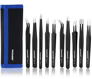 6/10Pcs ESD Tweezers Tool Set High Antistatic Tip Curved Straight Nipper Repair Tool Kit Steeel Multifunction Tweezer