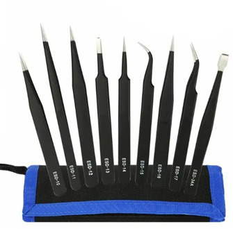 6/10Pcs ESD Tweezers Tool Set High Precision Antistatic Tip Curved Straight Nipper Repair Tool Kit Multifunction Tweezer