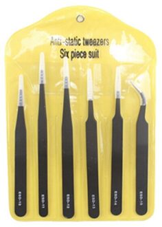 6/10Pcs Pincet Gereedschap Kit Esd Precisie Antistatische Tip Gebogen Rechte Rvs Nipper Reparatie Tool Voor Computer horloge 6stk ESD