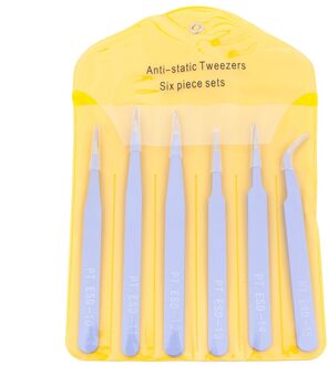 6/10Pcs Pincet Gereedschap Kit Esd Precisie Antistatische Tip Gebogen Rechte Rvs Nipper Reparatie Tool Voor Computer horloge 6stk paars
