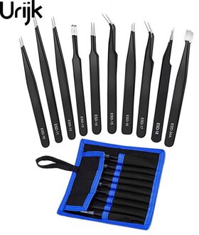 6/10Pcs Pincet Gereedschap Kit Esd Precisie Antistatische Tip Gebogen Rechte Rvs Nipper Reparatie Tool Voor Computer horloge 6stk reeks