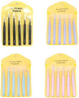 6/10Pcs Tweezers Tools Kit ESD Precision Antistatic Tip Curved Straight Stainless Steel Nipper Repair Tool for computer watch