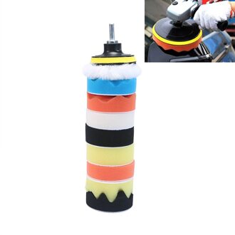 6/11Pcs 3/4 Inch Auto Buffing Spons Set Auto Polijsten Pad Kit Auto Buffing Wassende Met M10 Boor adapter Voor Auto Cleaning Tools 11 stk