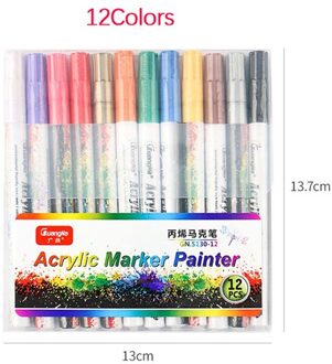 6/12/18/20/24/36 Kleuren/Set Acryl Permanente Verf Marker Pen Voor Keramische Rock glas Porselein Mok Hout Stof Canvas Schilderij 12 kleuren