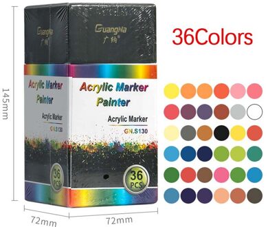 6/12/18/20/24/36 Kleuren/Set Acryl Permanente Verf Marker Pen Voor Keramische Rock glas Porselein Mok Hout Stof Canvas Schilderij