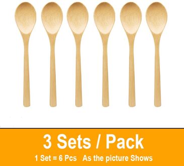 6/12/18/24 Pcs/Lot Lepel Set Herbruikbare Natuurlijke Bamboe Bestek Milieuvriendelijke 4 Cm Dessert Koffie Roeren ijs Opscheplepel 3 Sets