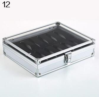 6/12 Grid Slots Sieraden Horloges Toon Storage Box Aluminium Case Houder Voor Mannen Horloges Silver2