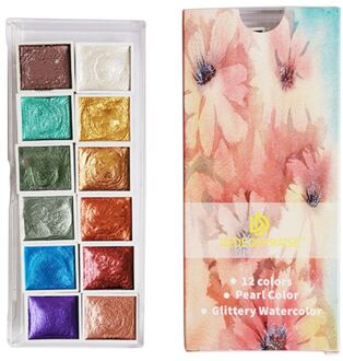 6/12 Kleur Glitter Water Kleur Set Metallic Goud Pigment Verf Kunstenaar Schilderij 1XCE 12 kleuren