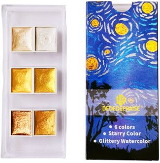 6/12 Kleur Glitter Water Kleur Set Metallic Goud Pigment Verf Kunstenaar Schilderij 1XCE B