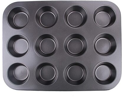 6/12 Kopjes Carbon Staal Ei Taart Bakplaat Cupcake Vormige Cake Pan Anti-aanbak Cupcake Bakplaat 3D Cake Gereedschap 12cups