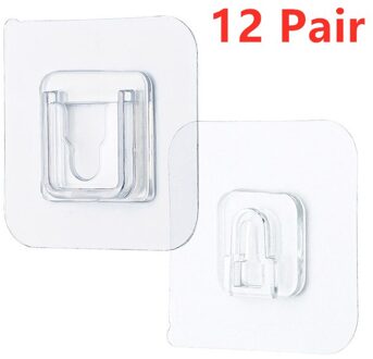 6/12 Pairs Dubbele Kleefband Muur Haak Hanger Sterke Transparante Sucker Muur Opslag Houder Voor Keuken Badkamer Muur Haken 12 paar