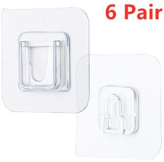 6/12 Pairs Dubbele Kleefband Muur Haak Hanger Sterke Transparante Sucker Muur Opslag Houder Voor Keuken Badkamer Muur Haken 6 paar