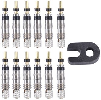 6/12 Pcs Set Air Ventiel Mountainbike Ventiel Kern Reparatie Kit Met Tool Fiets Accessoire 12 stk reeks