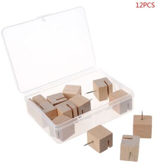 6/12 Stuks Houten Vierkante Nagel Punaise Board Pins Pushpins Tekening Foto Muur Stud Q1JC 12 stk