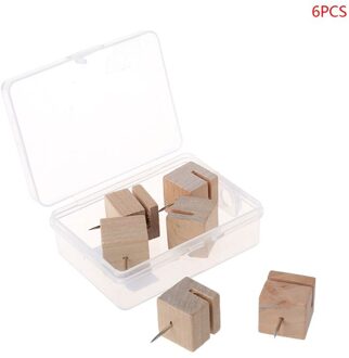 6/12 Stuks Houten Vierkante Nagel Punaise Board Pins Pushpins Tekening Foto Muur Stud Q1JC 6 stk