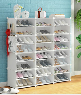 6-12 Tier Shoe Rack Sneakers Storage Cube Organzie Modular DIY Large Capacity 24-96 Pairs Shoe Tower Dustproof Boot Cabinet