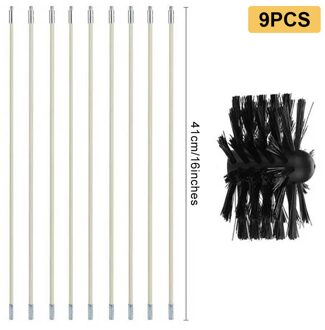6/12M Nylon Staaf Roterende Schoorsteen Cleaning Kit Indoor Schoorsteen Reinigingsborstel En Staaf Kit Voor Schoon De haard Rookkanaal 4.1M 9Rod A