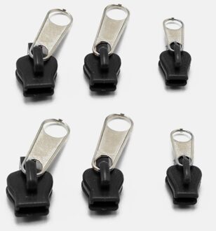 6/12Pcs Instant Zipper Universal Instant Fix Rits Reparatie Kit Vervanging Zip Slider Tanden Rescue Ritsen voor Naaien 6stk zwart B