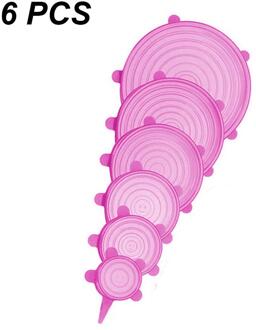 6/12Pcs Silicone Stretch Deksels Universele Deksel Siliconen Kom Pot Deksel Siliconen Cover Pan Koken Voedsel Verse kom Cover 6stk roze ronde