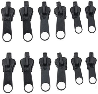 6/12Pcs Universal Instant Fix Rits Reparatie Kits Vervanging Zip Slider Tanden Rescue Ritsen Naaien kleden Rits zwart 12stk