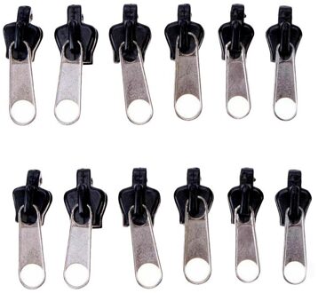6/12Pcs Universal Instant Fix Rits Reparatie Kits Vervanging Zip Slider Tanden Rescue Ritsen Naaien kleden Rits zwart zilver 12stk