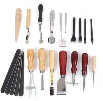 6/18/27/42 pcs Leather Craft Naaien Punch Tool Kit Set Cutter Carving Werken Stiksels Leathercraft tool Sets 18stk