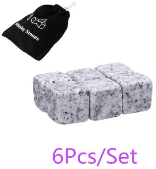 6/18 Stuks Pure Natuurlijke Whisky Ijs Stenen Wijn Drinks Cooler Cubes Whisky Rocks Graniet Pouch Met Pouch Keuken Bar Gereedschap Donkergrijs
