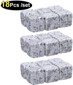 6/18 Stuks Pure Natuurlijke Whisky Ijs Stenen Wijn Drinks Cooler Cubes Whisky Rocks Graniet Pouch Met Pouch Keuken Bar Gereedschap grijs-3 sets