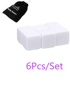 6/18 Stuks Pure Natuurlijke Whisky Ijs Stenen Wijn Drinks Cooler Cubes Whisky Rocks Graniet Pouch Met Pouch Keuken Bar Gereedschap wit