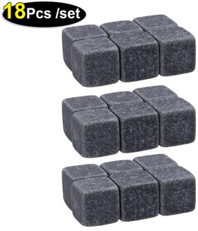 6/18 Stuks Pure Natuurlijke Whisky Ijs Stenen Wijn Drinks Cooler Cubes Whisky Rocks Graniet Pouch Met Pouch Keuken Bar Gereedschap zwart-3 sets