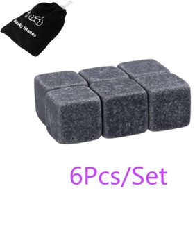 6/18 Stuks Pure Natuurlijke Whisky Ijs Stenen Wijn Drinks Cooler Cubes Whisky Rocks Graniet Pouch Met Pouch Keuken Bar Gereedschap zwart