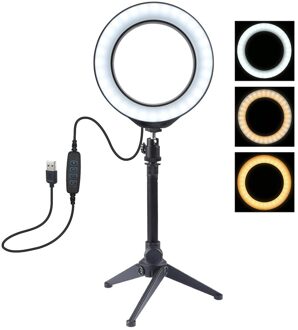 6.2 Inch Photo Studio Mini Desktop Tafel Led Ring Licht Fotografie Dimbare Make-Up Ring Lamp Met Koud Schoen statief Ball Head