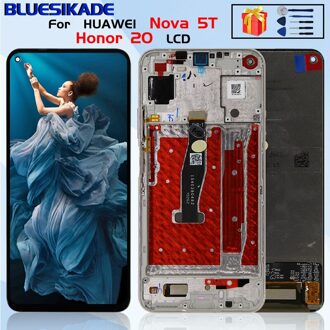 6.26 "Voor Huawei Honor 20 Lcd Touch Screen Digitizer Voor Huawei YAL-L21 YAL-L61A YAL-L71A Nova 5T Lcd vervangende Onderdelen blauw met kader