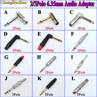 6.35 mm 2 POLE 3 Pole Stereo Jack Plug 6.35mm Guitar Phono Pancake 1/4 Inch Connector Audio Adapter Metal 90 Degree Right Angle