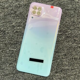 6.4 "Voor Huawei P40 Lite JNY-L21 JNY-L22 Back Glass Cover Batterij Behuizing Deur Lens Rear Case Met Camera Lens nova 7i 6SE 6 Se p4lite Add len roze