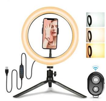 6 48-LED Selfie Ring Light + Desktop Statief + Remote Shutter voor Live Broadcast Video-opnames