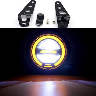 6.5 Inch Universele Cafe Racer Vintage Motorfiets Led Head Lamp Koplamp Afstand Licht Refit Motorfiets Koplamp Cafe Racer geel met haakje
