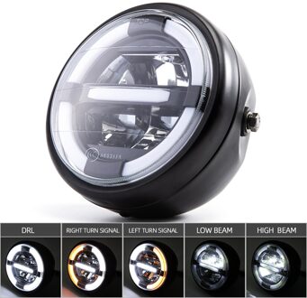 6.5 Inch Universele Cafe Racer Vintage Motorfiets Led Head Lamp Koplamp Afstand Licht Refit Motorfiets Koplamp Cafe Racer met turn signals
