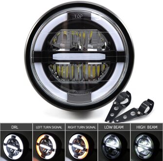 6.5 Inch Universele Cafe Racer Vintage Motorfiets Led Head Lamp Koplamp Afstand Licht Refit Motorfiets Koplamp Cafe Racer Turn Signal haakje