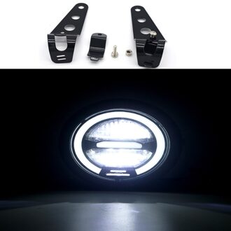 6.5 Inch Universele Cafe Racer Vintage Motorfiets Led Head Lamp Koplamp Afstand Licht Refit Motorfiets Koplamp Cafe Racer wit met haakje