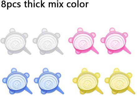 6.5Cm Kleine Silicone Stretch Deksels Verzegelde Cup Mok Cover Uitbreidbaar Kommen Blikken Opslag Cover Voor Regelmatige En Brede Mond mason Jar 8stk thick mengen