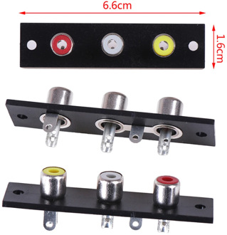 6.6x1.6cm 3 Way RCA Terminal Wall Panel Plate Input Phono Chassis Socket Audio Adapter