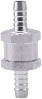 6/8/10/12Mm Aluminium Een Manier Brandstof Non Return Terugslagklep Benzine Diesel Voor auto Vacuüm Slang Olie Water Pompen zilver-diameter 8mm